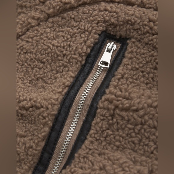 Abercrombie and Fitch Sherpa Aviator Jacket  Brown Size XL - Picture 5 of 6